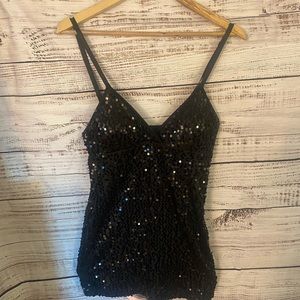 Black Sequin Cocktail Party Dress